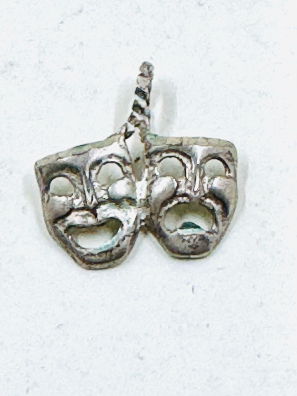 Sterling Silver Vintage Comedy/Tragedy Theater Masks Pendant Charm